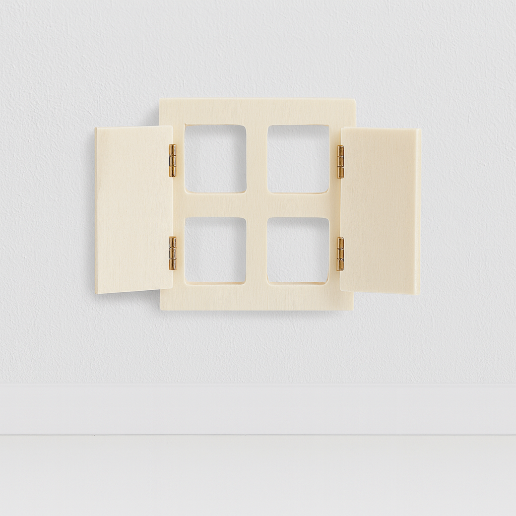 Miniatur Holzfenster 11,5x6cm zum Öffnen – Zubehör für Wichtelwelt, Diorama und Puppenhaus