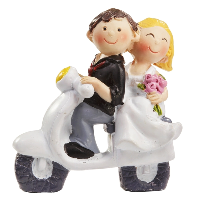 Hochzeit Brautpaar auf Roller 6x5cm