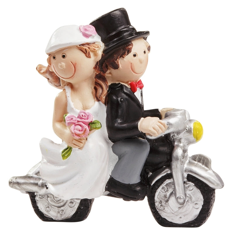 Hochzeit Brautpaar auf Motorrad 6x5cm