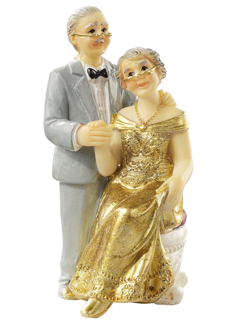 Goldhochzeit Goldpaar sitzend 50 Jahre 7,5cm