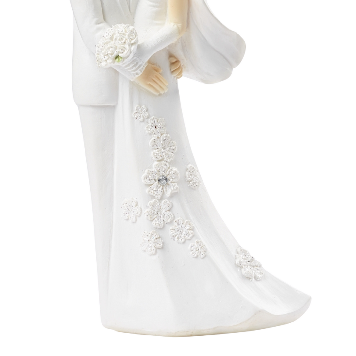 Dekofigur Hochzeitspaar Weiß mit weißen Rosen, 13,5 cm hoch