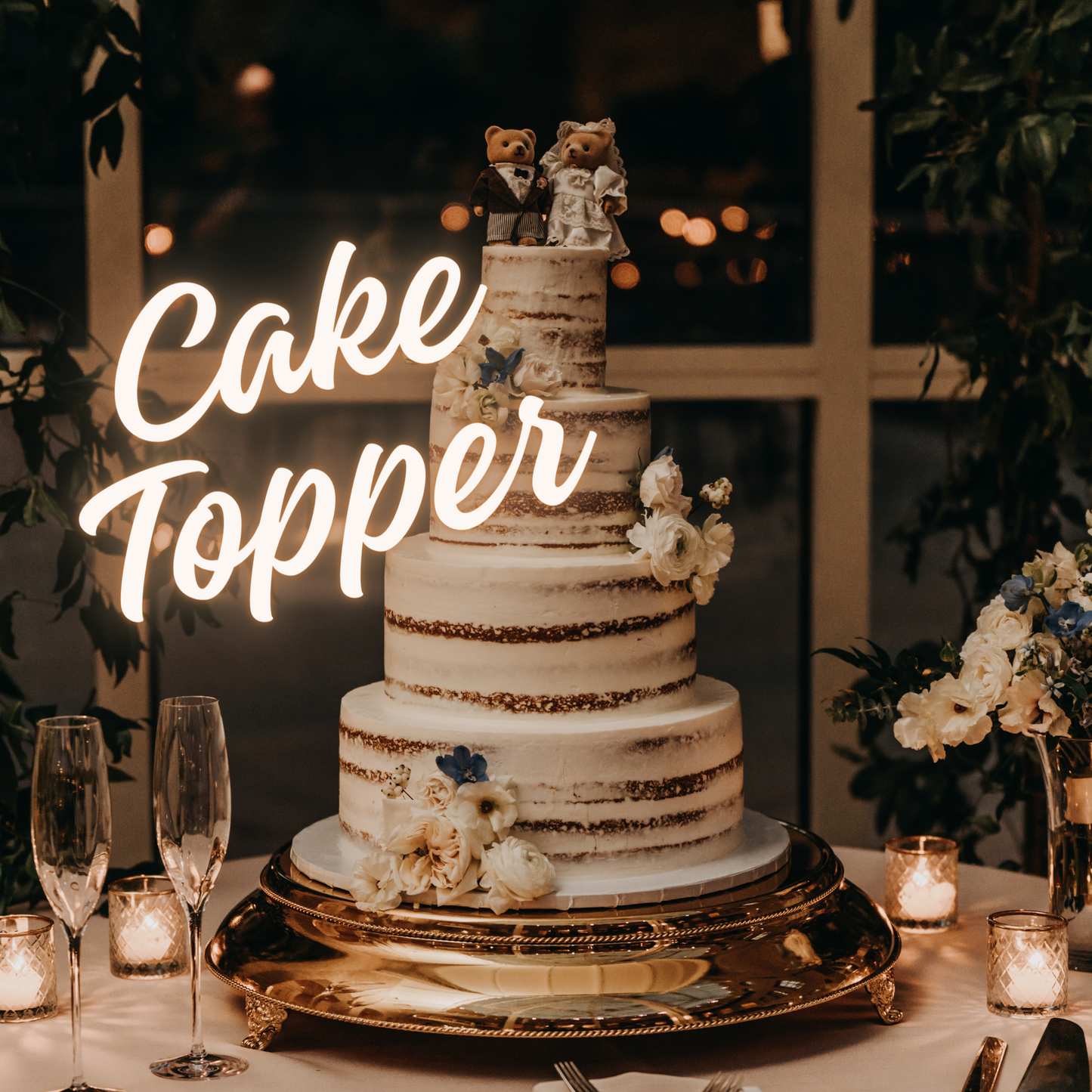 Dekofigur Hochzeitspaar weiß-schwarz mit „Just Married“-Banner, 13,5 cm hoch