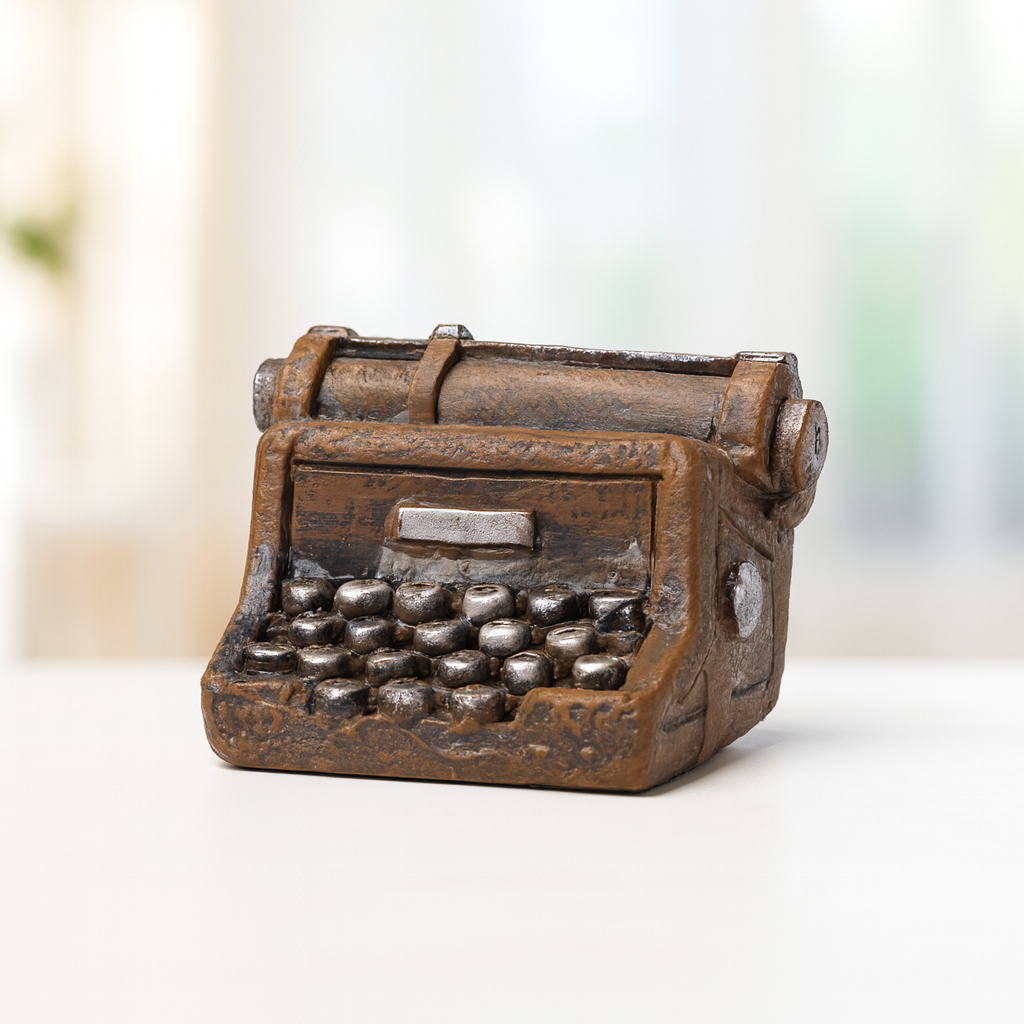 Miniatur Schreibmaschine, ca. 2,5cm aus Polyresin – Zubehör für Puppenhaus, Diorama, Modellbau und Wichtelwelt