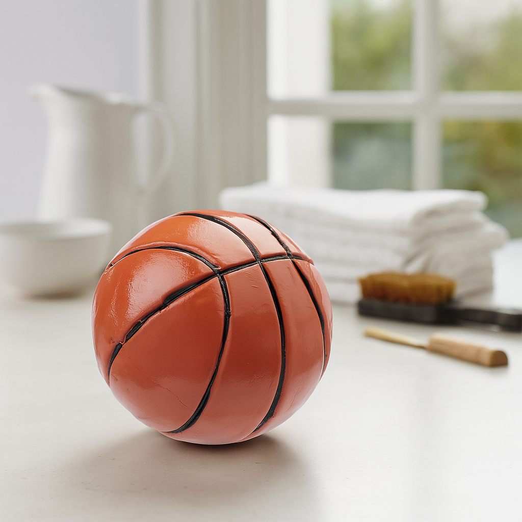 Miniatur Basketball, ca. 3cm aus Polyresin – Zubehör für Puppenhaus, Diorama, Modellbau und Wichtelwelt
