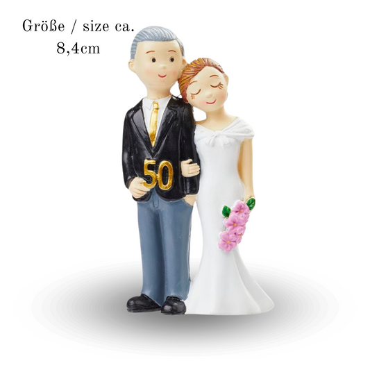 Dekofigur Goldpaar mit goldener Zahl „50“, 8,4 cm hoch – zur Goldenen Hochzeit