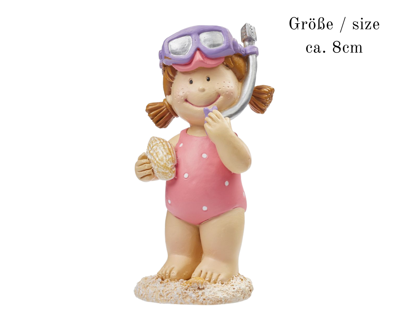 Dekofigur Badefigur Mädchen mit Schnorchel , Maritime Miniatur Dekoration