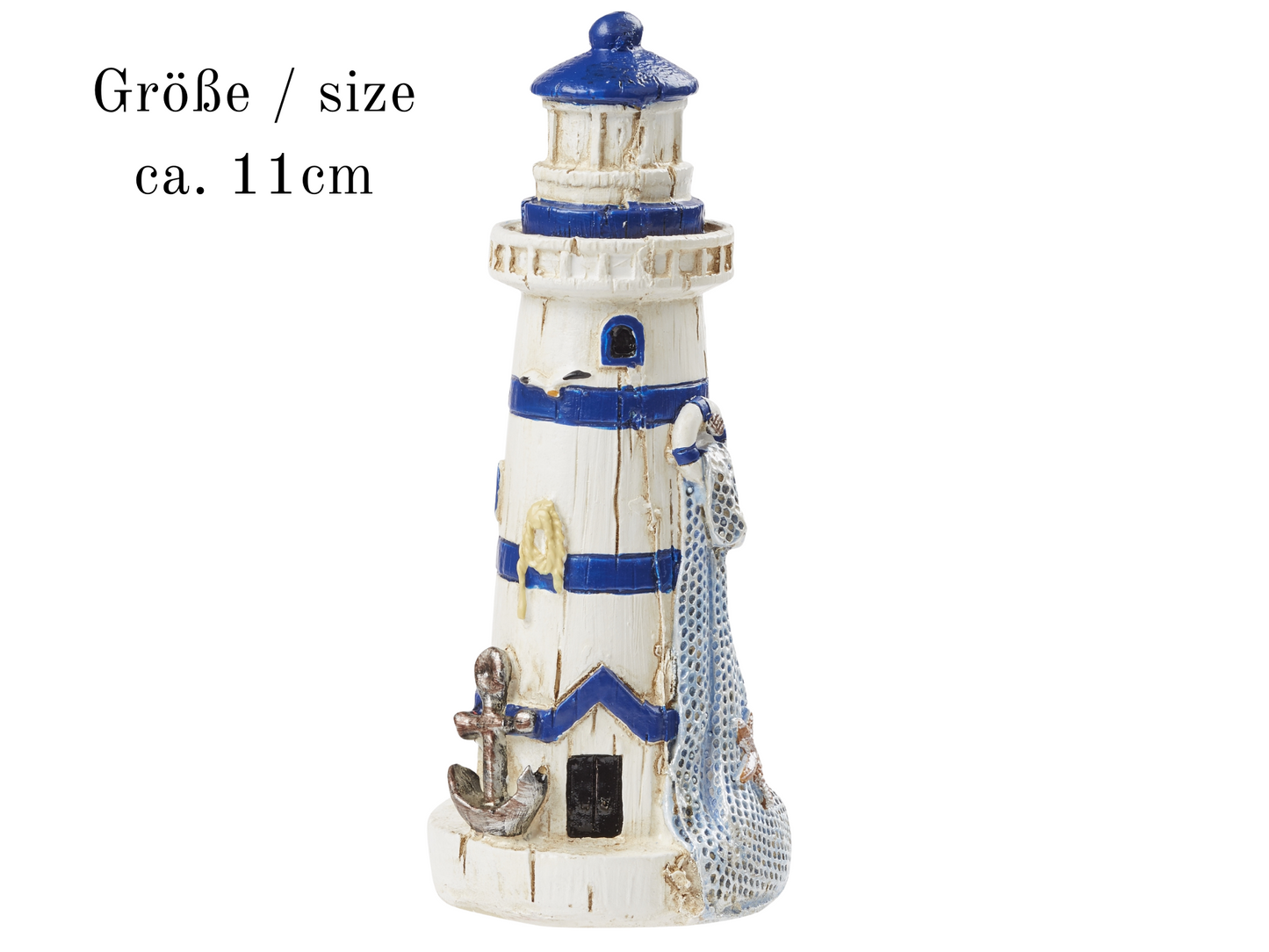 Miniatur Leuchtturm , Maritime Dekoration , Mini Dekofigur 11cm in weiß blau