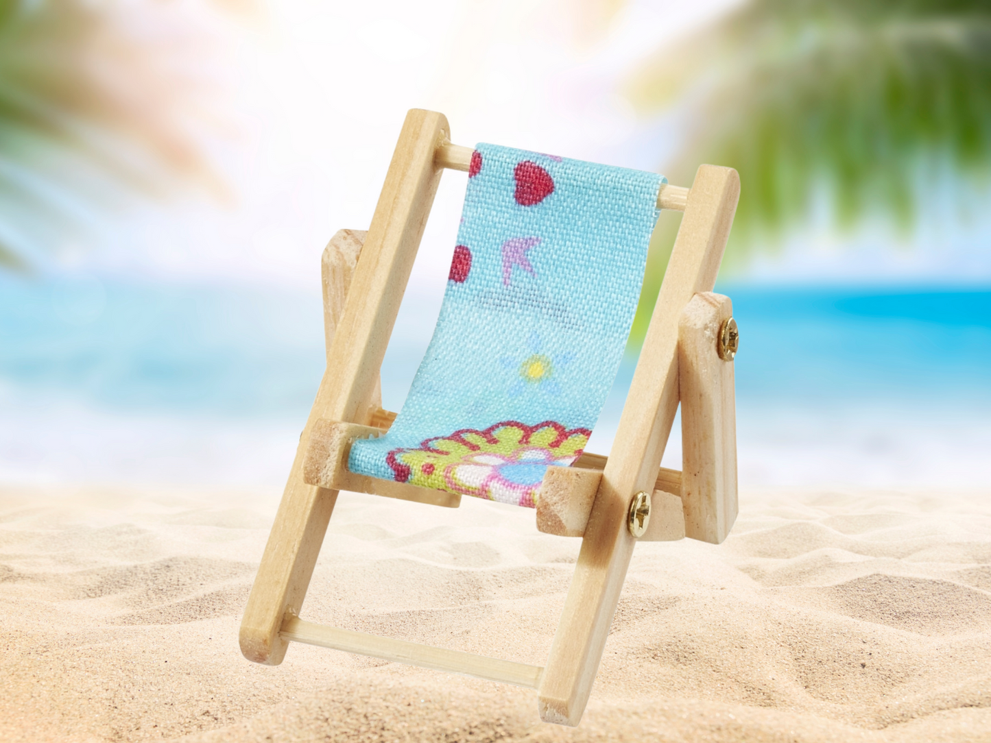Kopie von Miniatur Liegestuhl blau 5x3,5cm, Maritime Strandliege Dekoration , Mini Dekofigur Stuhl