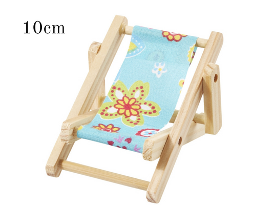Miniatur Liegestuhl blau 10cm, Maritime Strandliege Dekoration , Mini Dekofigur Stuhl