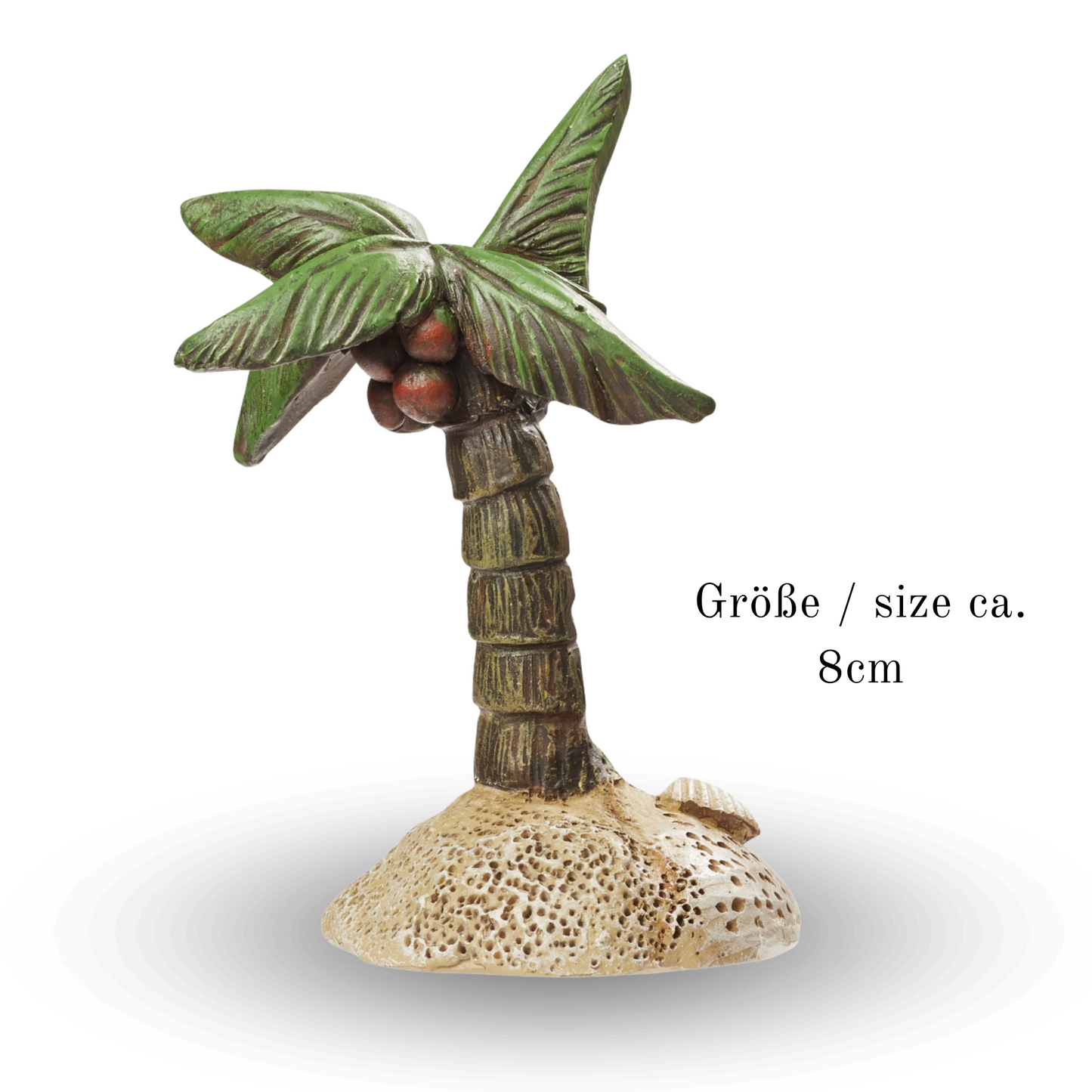 Mini Palmen in der Karibik im maritimen Design. Als Tischdekoration oder zum basteln als Wichtel Zubehör / Bastelmaterial. Minideko zum dekorieren von einem Reisegutschein.
Miniatur Palme ca. 8cm groß
Südseepalme am Meer
Mini Dekopalme klein aus Polyresin
Puppenbedarf / Modellbedarf
Strandpalmen für Nordsee oder Ostsee Urlaub , Angler , Seefahrer , Schifffahrt zum dekorieren von einem Gutschein / Urlaubsgutschein.