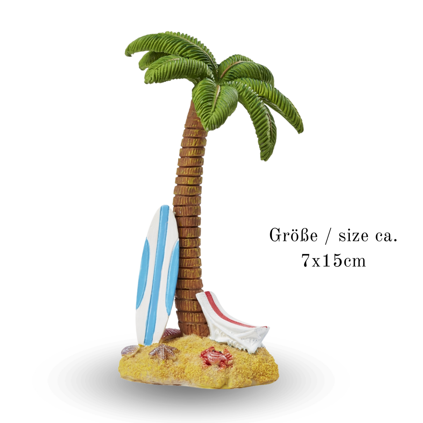 Miniatur Palme mit Surfbrett 15cm - Maritime Dekoration Palmen am Strand