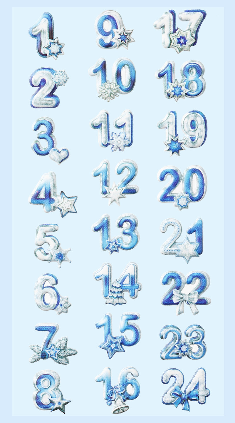 Sticker Adventskalender Zahlen Adventszahlen Weihnachten Weihnachtssticker