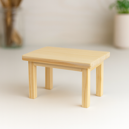 Miniatur Tisch aus Holz natur 8x5x5cm – Zubehör für Wichtelwelt, Puppenhaus und Diorama