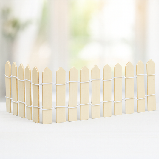 Miniatur Zaun natur 25 x 6,5cm aus Holz – Zubehör für Wichtelwelt, Puppenhaus, Diorama und Modellbau