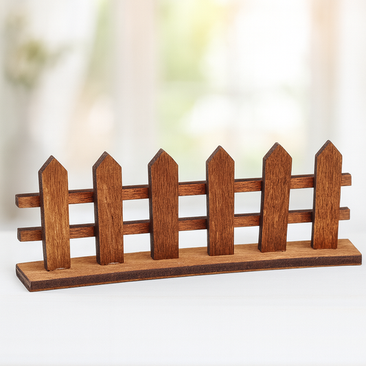 Brauner Miniatur-Zaun aus Holz 8,5 x 3 cm – Zubehör für Wichtelwelt, Puppenhaus, Diorama und Weihnachten