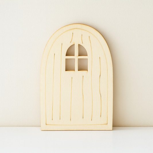 Wichteltür aus Holz 6x9,5 cm – Miniatur Tür für Puppenhaus, Wichtelwelt und Weihnachten