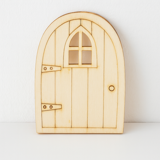 Wichteltür aus Holz 6x10 cm – Miniatur Tür mit Gravur für Puppenhaus, Wichtelwelt und Weihnachten