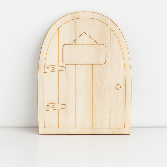 Wichteltür aus Holz 6,5x9,5 cm – Miniatur Tür mit Gravuren für Puppenhaus, Wichtelwelt & Weihnachten