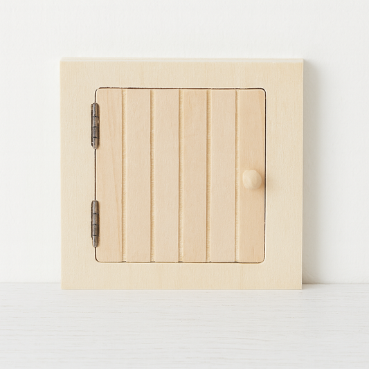 Miniatur Wichteltür aus Holz, 10x10cm, zum Öffnen – Puppenhaus & Wichtelwelt Zubehör