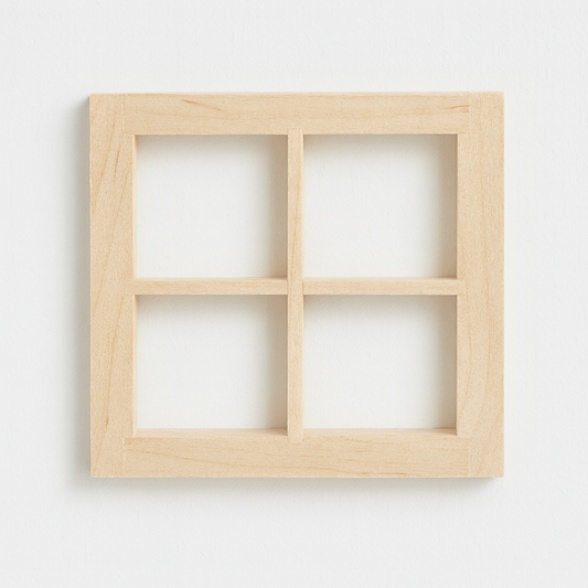Miniatur Holzfenster 7x7cm – Wichtelwelt Zubehör für Puppenhaus, Diorama und Weihnachten