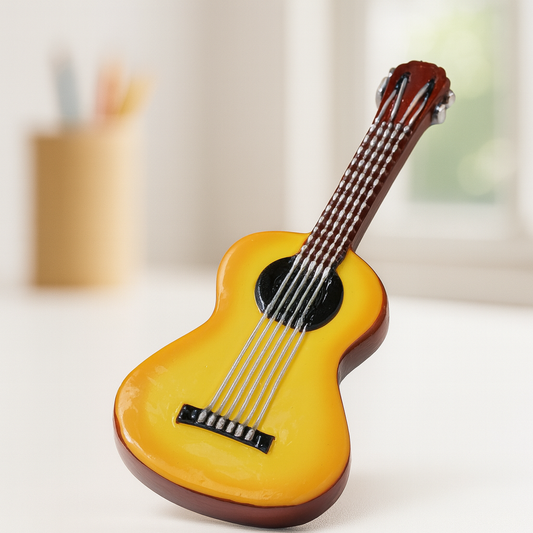 Miniatur Gitarre, ca. 9,5cm aus Polyresin – Zubehör für Puppenhaus, Diorama, Modellbau und Wichtelwelt