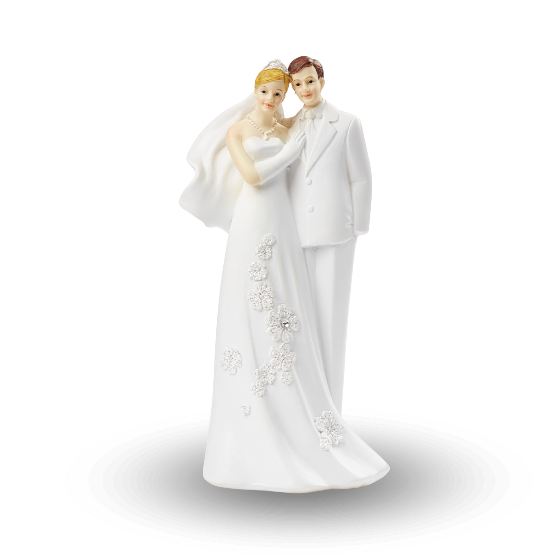 Weiße Dekofigur Hochzeitspaar aus Polyresin – 14 cm hoch, elegant & zeitlos