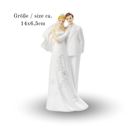 Weiße Dekofigur Hochzeitspaar aus Polyresin – 14 cm hoch, elegant & zeitlos