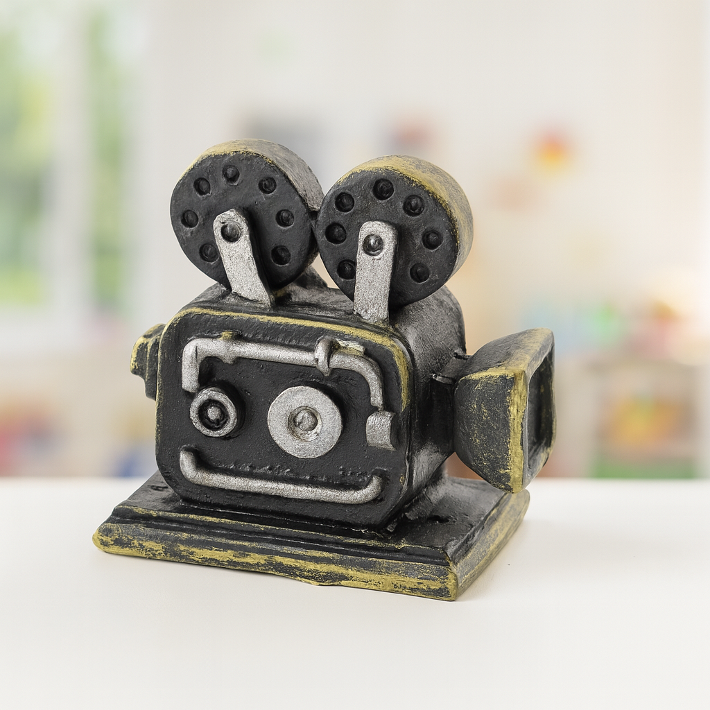 Miniatur Filmkamera, ca. 3cm aus Polyresin – Zubehör für Puppenhaus, Diorama, Wichtelwelt und Modellbau