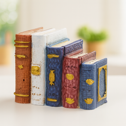 Miniatur Bücher, ca. 4cm aus Polyresin – Zubehör für Puppenhaus, Diorama, Modellbau und Wichtelwelt