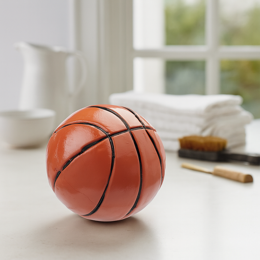 Miniatur Basketball, ca. 3cm aus Polyresin – Zubehör für Puppenhaus, Diorama, Modellbau und Wichtelwelt