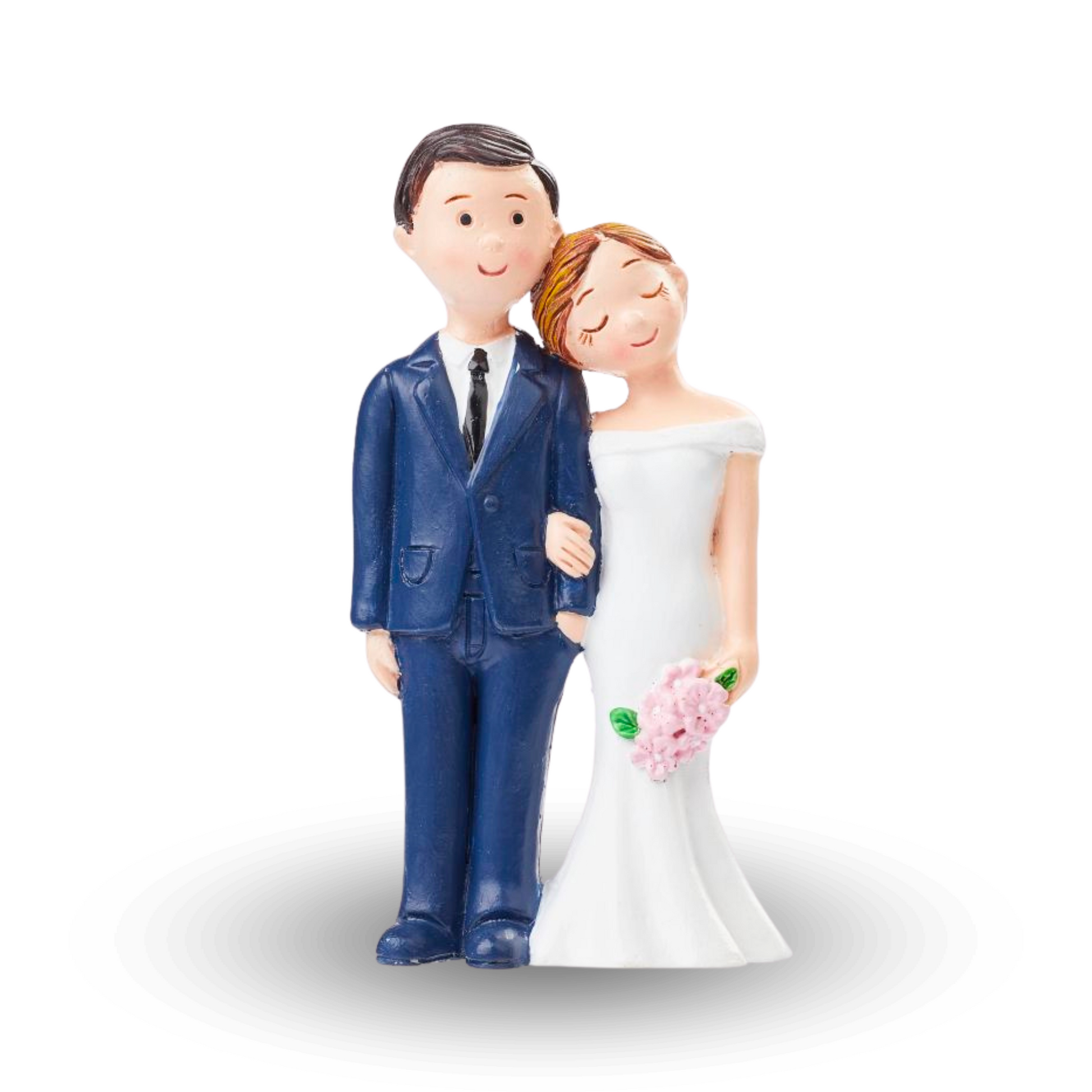 – Hochzeitsfigur Brautpaar aus Polyresin 8 cm
– Braut in Weiß, Bräutigam in Blau als Tortenfigur
– Dekofigur Hochzeitspaar für Hochzeitstorte
– Tischdeko Hochzeit Braut und Bräutigam
– Handbemalte Hochzeitsfigur Brautpaar klein