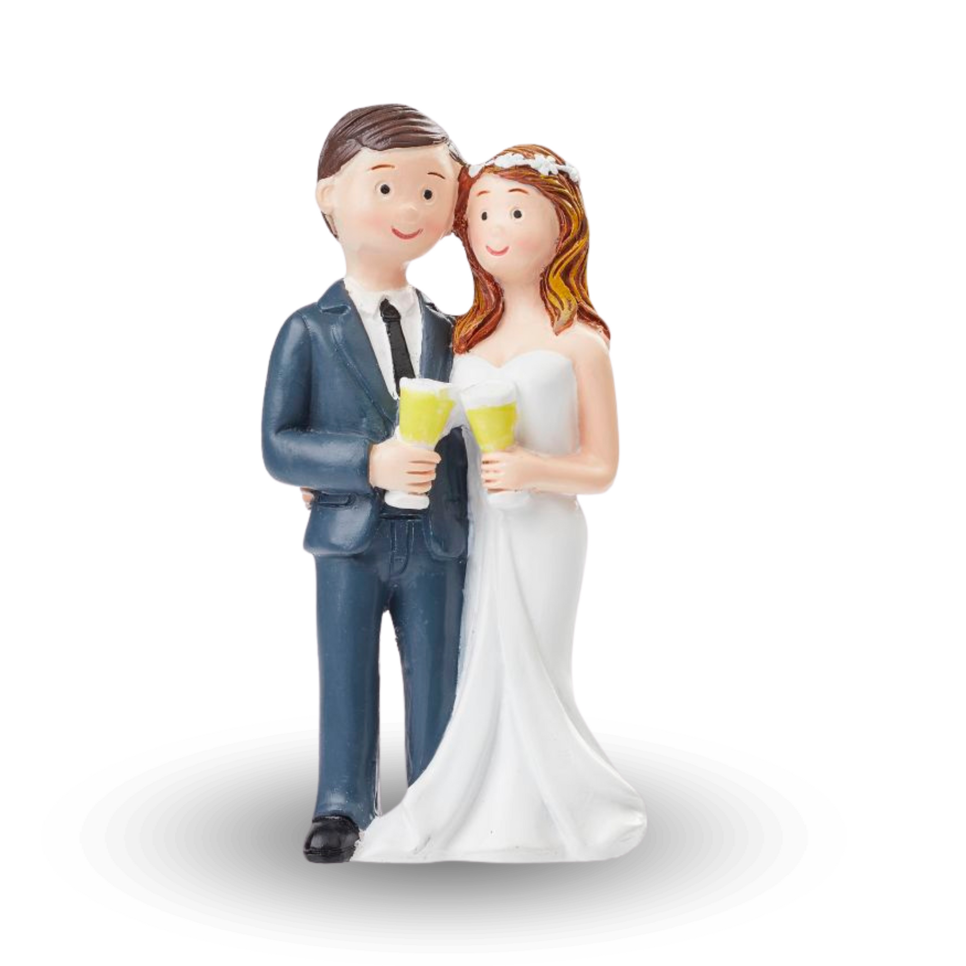 – Hochzeitsfigur Brautpaar mit Sektglas aus Polyresin 8 cm
– Dekofigur Braut und Bräutigam als Tortenaufsatz
– Braut in Weiß, Bräutigam in Blau mit Glas – Hochzeit Deko
– Handbemalte Hochzeitsfigur für Torte oder Tisch
– Figur Brautpaar feiert mit Sektglas – 8 cm Deko