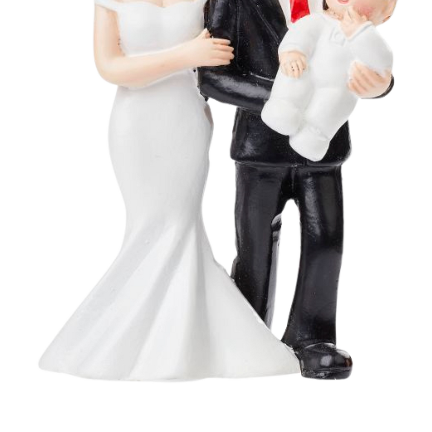 – Hochzeitsfigur Brautpaar mit Baby aus Polyresin 8 cm
– Tortenfigur Hochzeit mit Kind – Dekofigur Braut und Bräutigam
– Braut in Weiß, Bräutigam in Schwarz hält Baby – Hochzeitsdeko
– Dekofigur Familie zur Hochzeit – liebevolles Detail 8 cm
– Handbemalte Hochzeitsfigur mit Baby als Tortenaufsatz