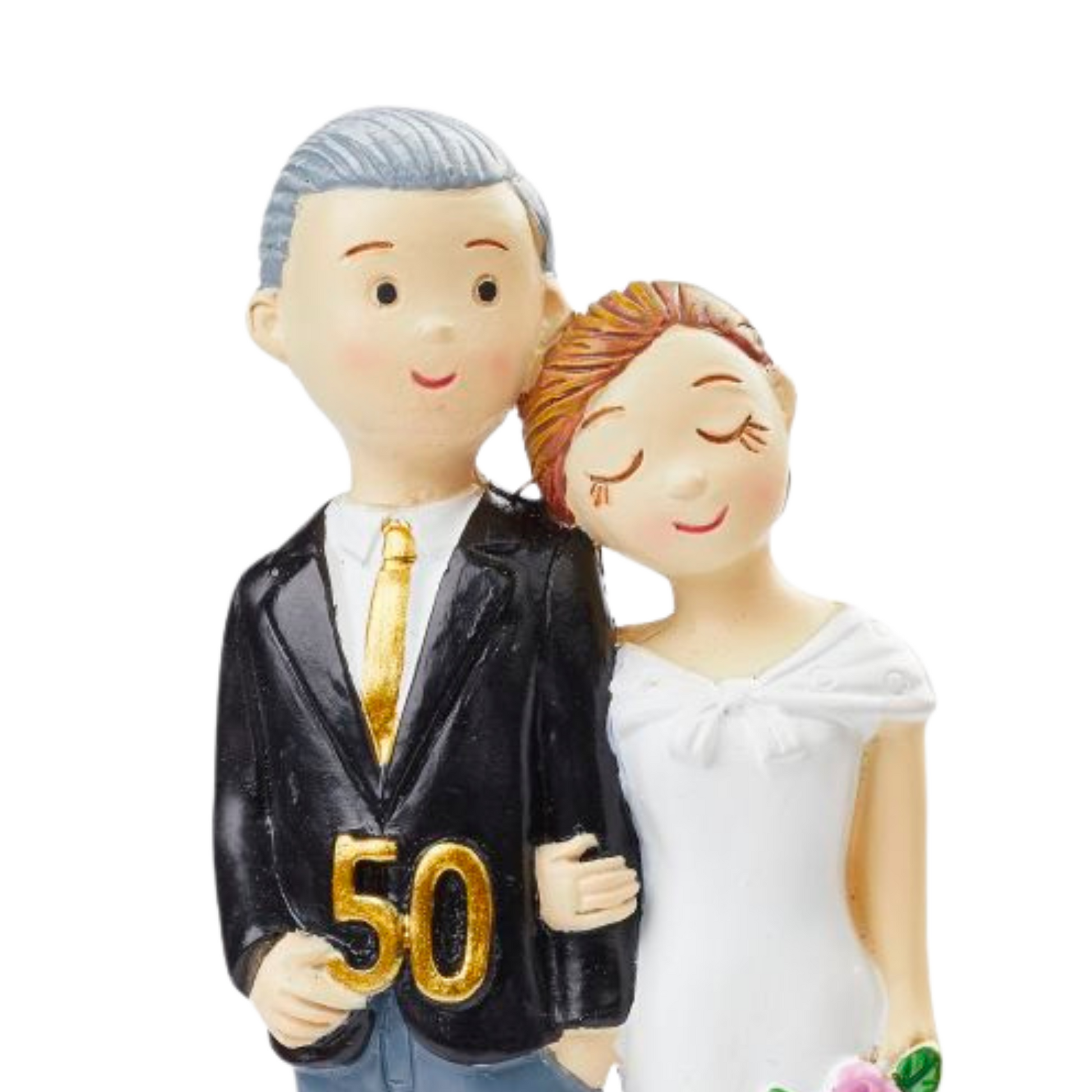 Dekofigur Goldpaar mit goldener Zahl „50“, 8,4 cm hoch – zur Goldenen Hochzeit