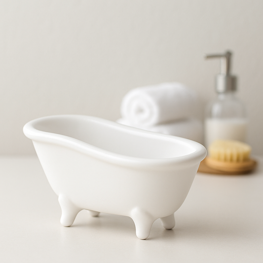 Miniatur Badewanne, ca. 15cm aus Porzellan – Zubehör für Puppenhaus, Wichtelwelt, Diorama und Modellbau