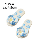 Miniatur Badelatschen Flops blau weiß , Maritime Dekoration , Mini Schuhe