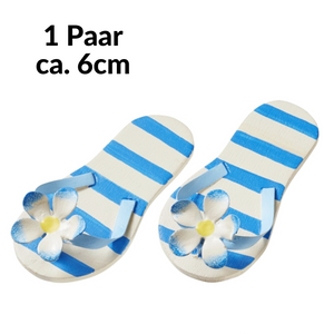 Miniatur Badelatschen Flops blau weiß , Maritime Dekoration , Mini Schuhe