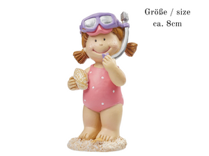 Dekofigur Badefigur Mädchen mit Schnorchel , Maritime Miniatur Dekoration