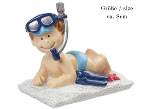 Dekofigur Badefigur Junge mit Schnorchel , Maritime Miniatur Dekoration