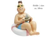 Dekofigur Badefigur 13cm , Mann im Rettungsring , Maritime Bademann Miniatur Dekoration