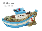 Miniatur Fischerboot , Maritime Dekoration , Mini Dekofigur Boot blau weiß