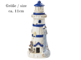 Miniatur Leuchtturm , Maritime Dekoration , Mini Dekofigur 11cm in weiß blau