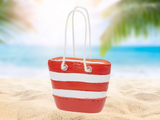 Miniatur Strandtasche rot , Maritime Dekoration , Mini Dekofigur Tasche