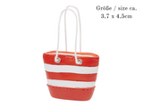 Miniatur Strandtasche rot , Maritime Dekoration , Mini Dekofigur Tasche