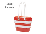 Miniatur Strandtasche rot , Maritime Dekoration , Mini Dekofigur Tasche