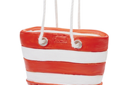 Miniatur Strandtasche rot , Maritime Dekoration , Mini Dekofigur Tasche