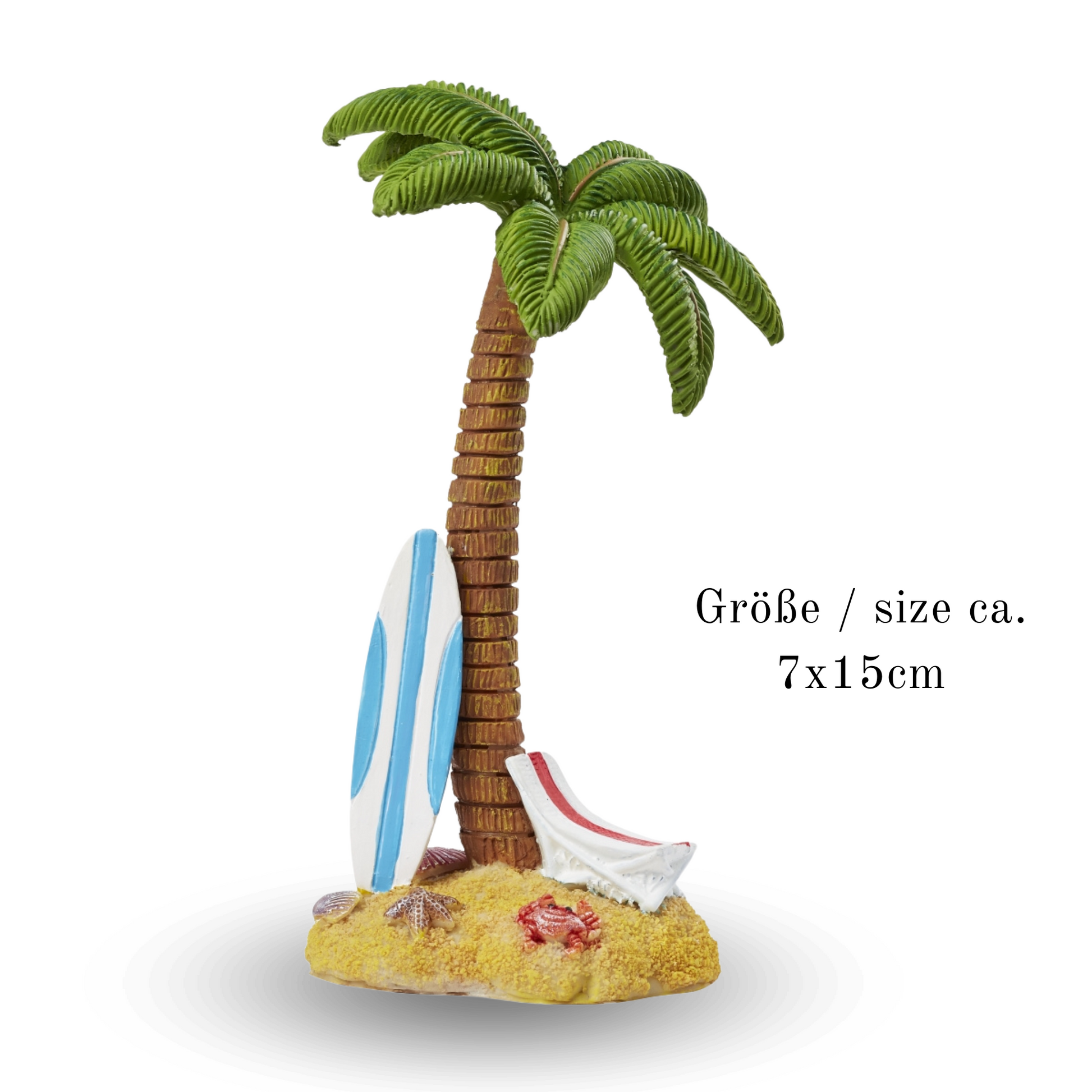 Miniatur Palme mit Surfbrett 15cm - Maritime Dekoration Palmen am Strand