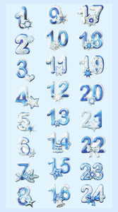 Sticker Adventskalender Zahlen Adventszahlen Weihnachten Weihnachtssticker