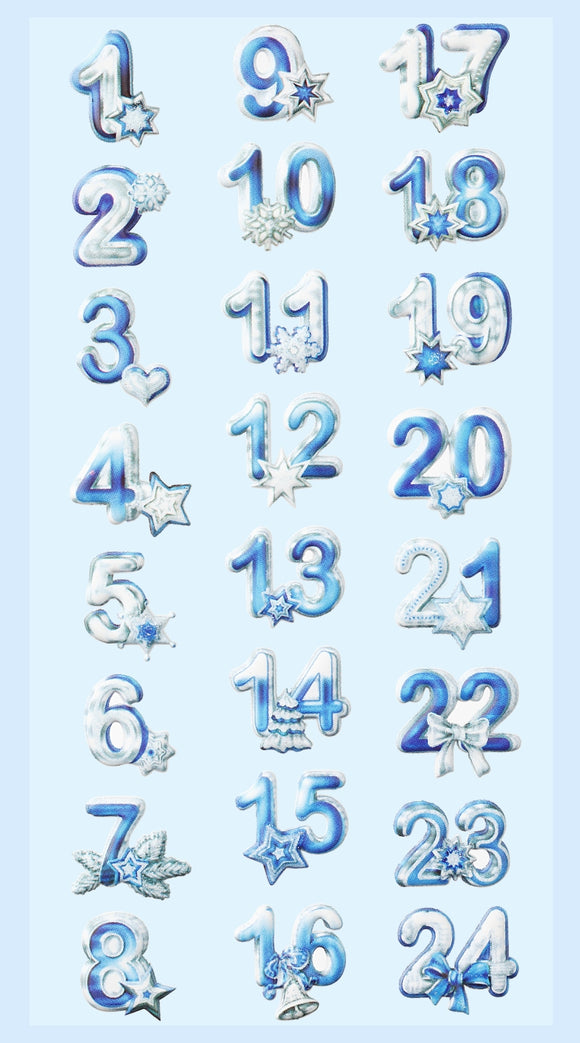 Sticker Adventskalender Zahlen Adventszahlen Weihnachten Weihnachtssticker