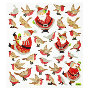 Sticker Weihnachtsmann und Wintervogel Weihnachten Weihnachtssticker